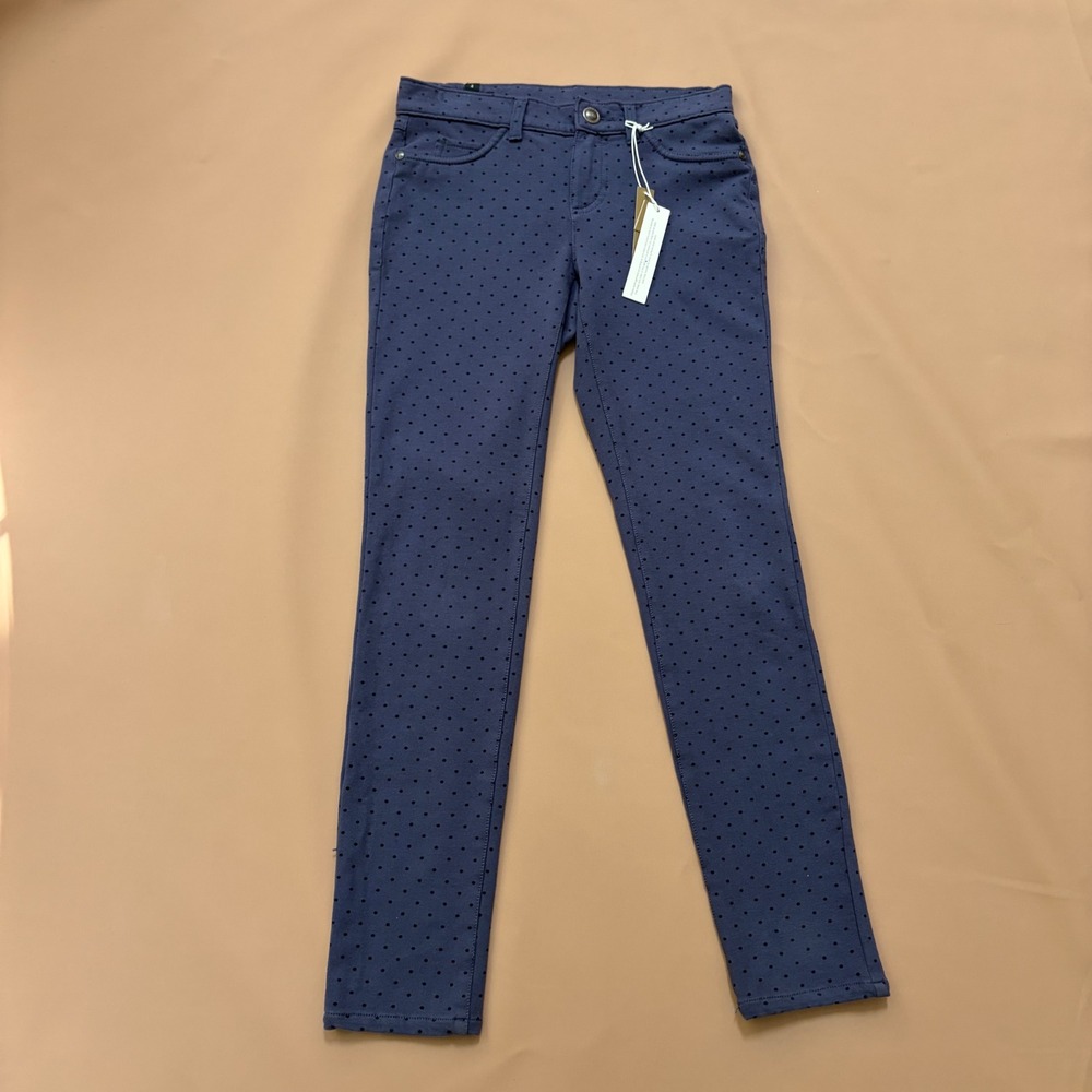 LC Lauren Conrad Jane Blue Polka Dot Stretch Slim Pants Womens 4